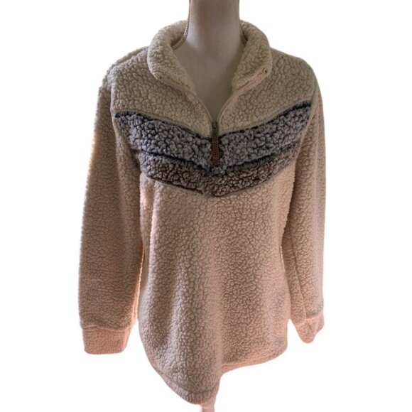 Original Weatherproof Vintage 1948 Pullover Fleece Cream and Blue Women's Medium - Picture 1 of 3